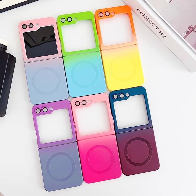 Applicable to Samsung zflip6 folding screen mobile phone case gradual change two-color zflip5 magnetic suction zflip4/3 all-inclusive soft case