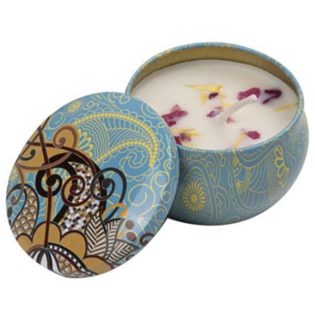 Scented Candles Blue Wind Chimes Aromatherapy Candles for Home Long Burn Scented Candles with Lid Sustainable Use of Tin Boxes