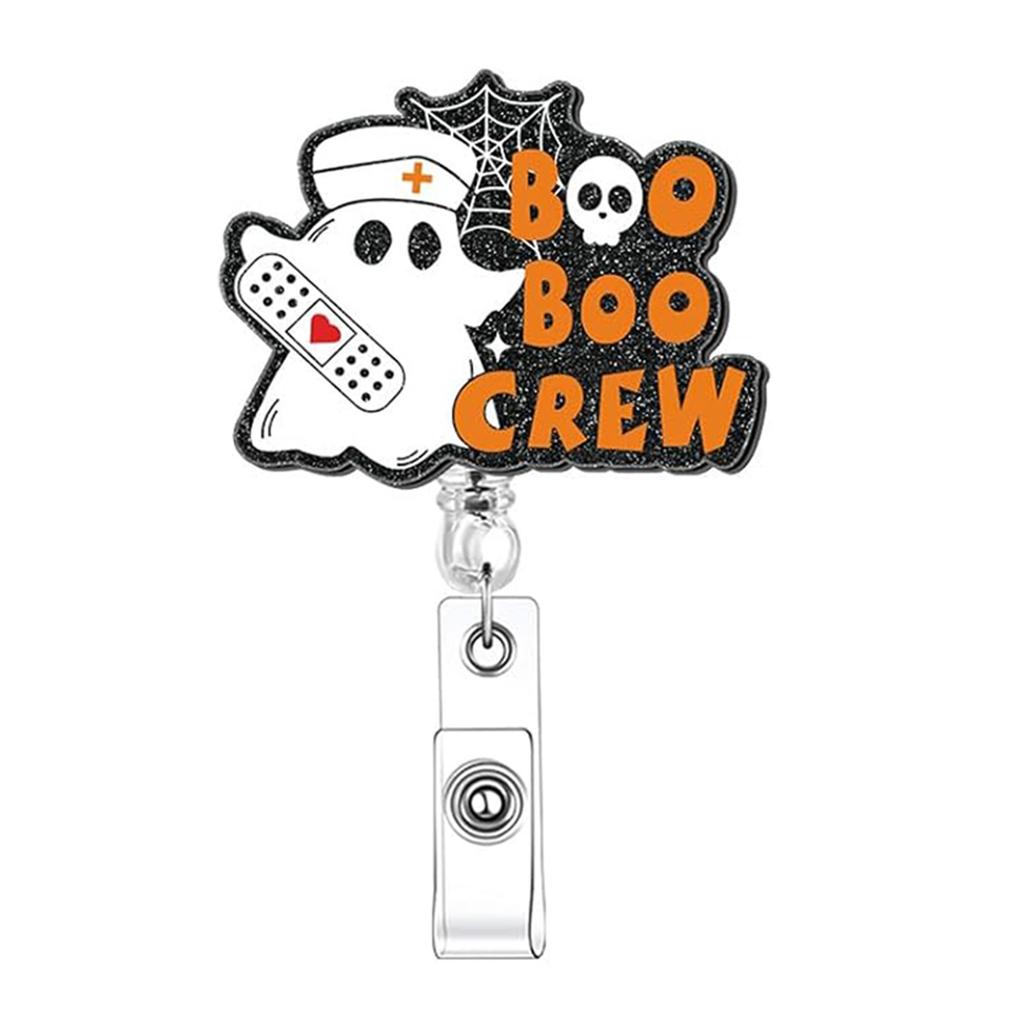 Acrylic Halloween Ghost Badge Holder Rotating ID Badge Clip Retractable Badge Reel Halloween Gift for Doctor Nurse