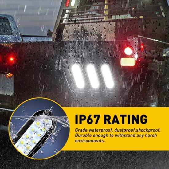 2 White 6" Oval Trailer Lights LED Turn Tail Stop Truck Sealed Grommet Plug DOT