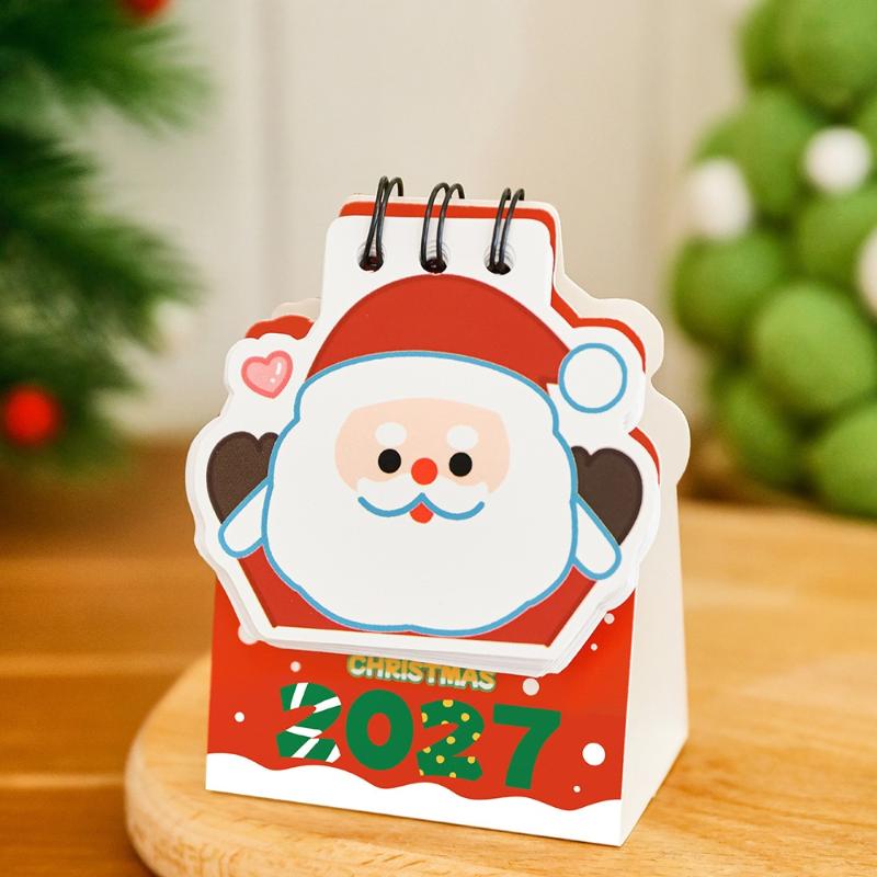 Creative Christmas 2027 Desk Calendar Cartoon Portable Schedule Planner Coil Binding Daily Planner Desktop Decoration