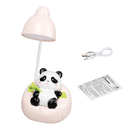 Panda Night Light LED Desk Nightstand Reading Lamp with Drawer Dimmable Rechargeable Panda Table Lamp for Kids' Room Bedroom