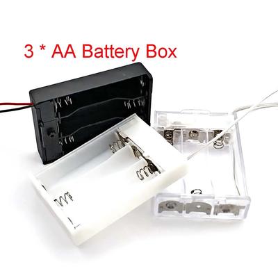3 * AA Batteriehalter Aufbewahrungskoffer Box mit Schalter&Deckel für 4,5V AA Batterien Standardcontainer Schwarz Weiß Transparent
