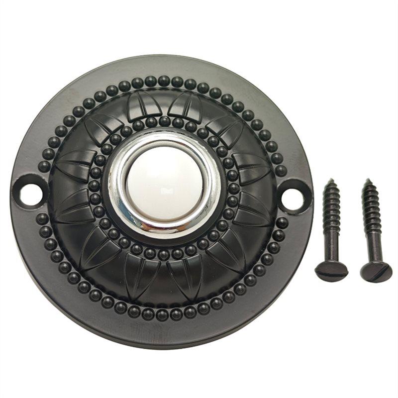 

ABMH-Metal Black Solid Iron Round Doorbell Push Button, Wired Lighted Up LED Replacement Door Bell Warm White чорний