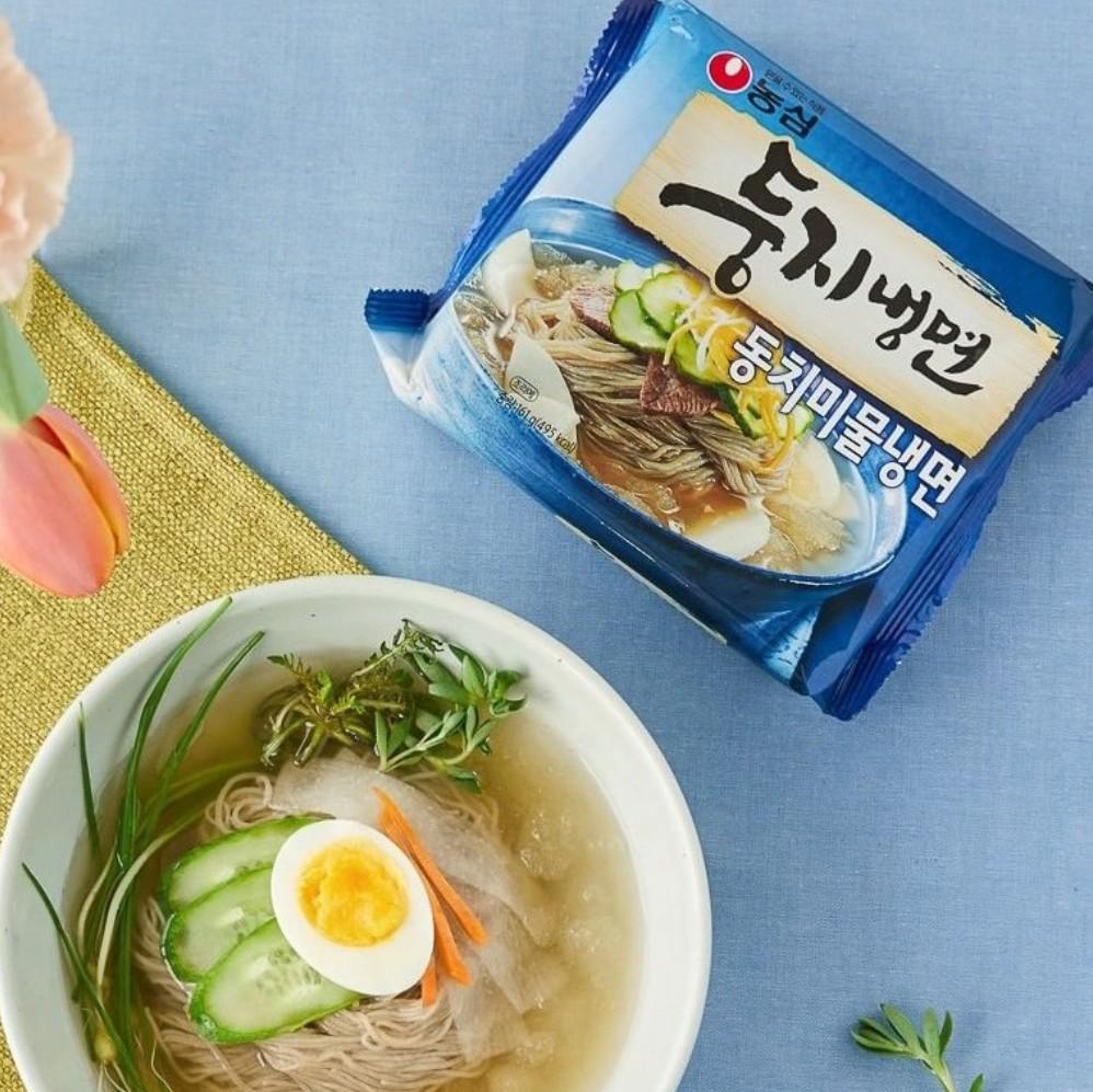 Nongshim Naengmyeon Dongchimi Mul / Bibim naengmyeon (1 Packung 161g * 4 Stück) , Koreanisches Ramen