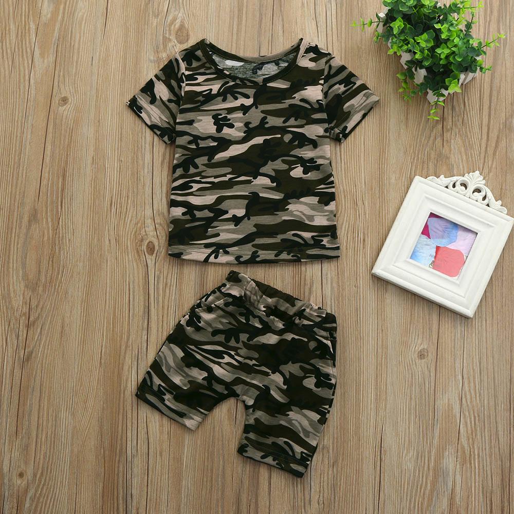Baby Boy Camouflage Letter T-Shirt Tops Shorts Outfits 2PCS Kids Boys Short Pants Summer Clothes