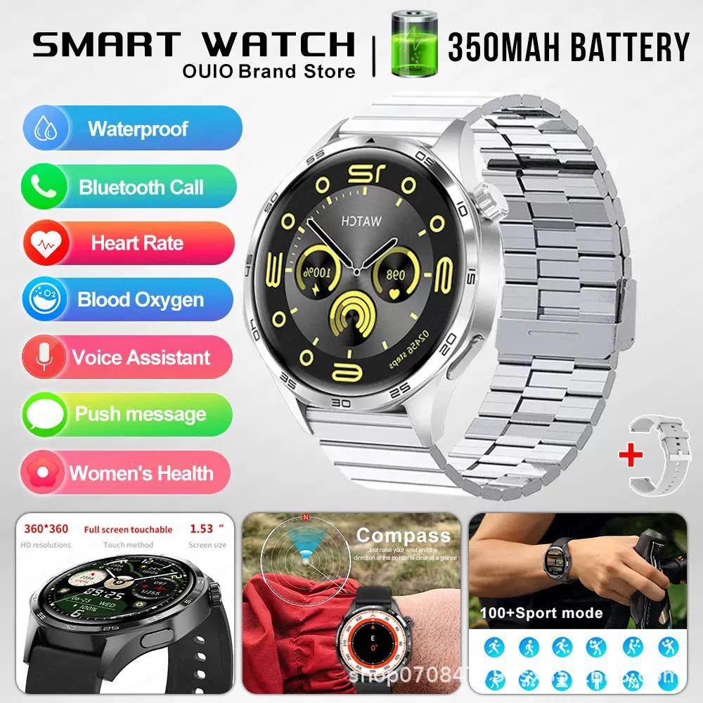 GPS NFC Smart Watch Men 360*360 AMOLED Screen Heart Rate Bluetooth Call IP67 Waterproof Man Smartwatch 2024
