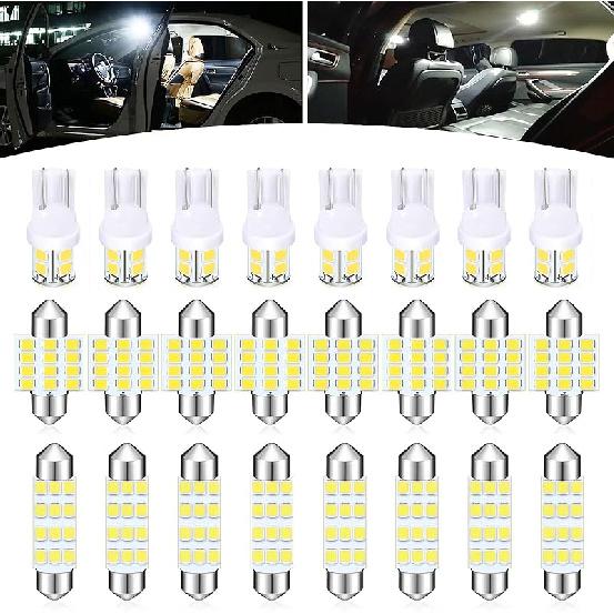 Pack-24 Car LED Bulb Kit Set, T10 31 mm 42 mm Interior Car Lights Bulbs Dome Light, Festoon Bulbs LED Replacement Bulbs for Car Dome Map Door