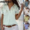 Women's Fashion Casual Short Sleeve POLO Neck Blouses & Shirts