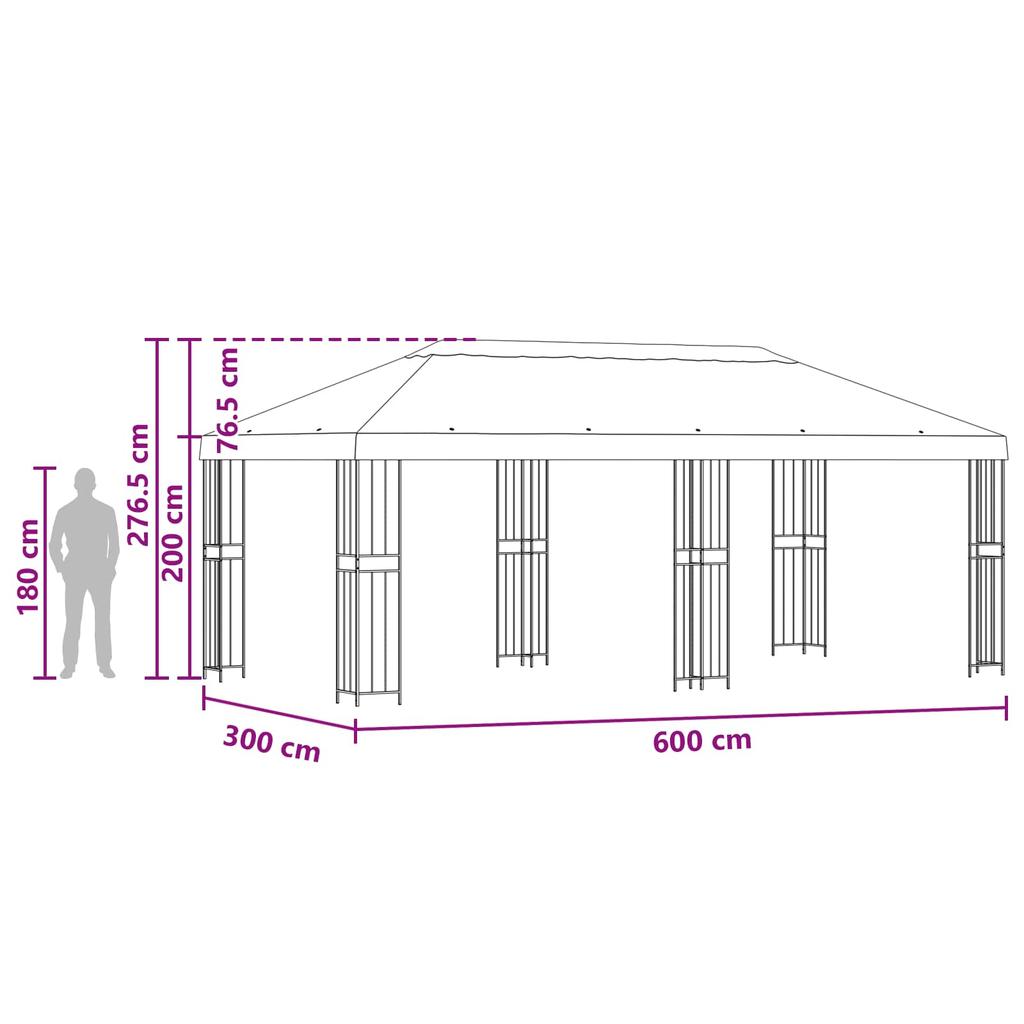 Gazebo with Side Walls 6 x 3 m Anthracite Polyester and Steel