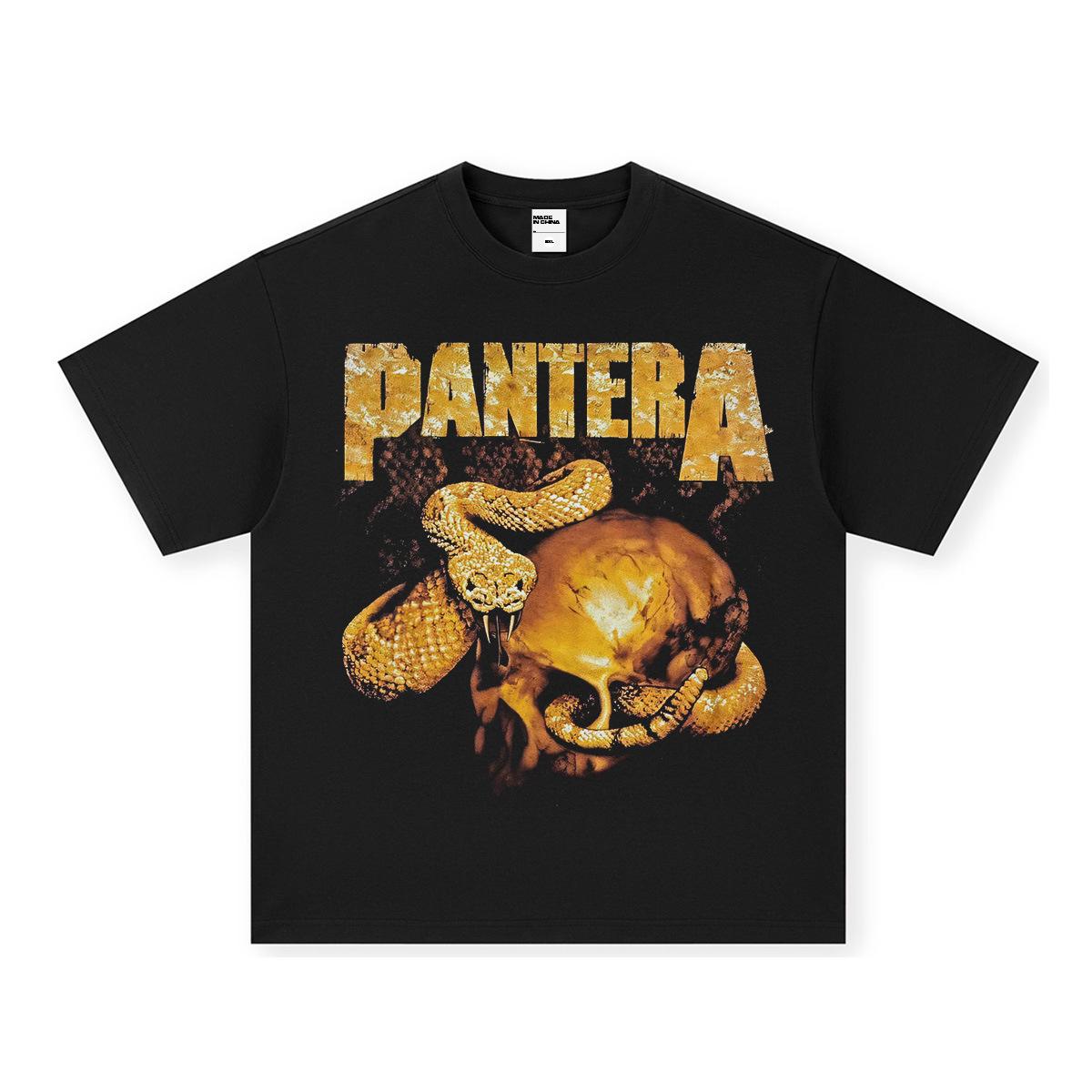 

Ретро футболка Pantera из плотного хлопка с коротким рукавом - Унисекс, чистый хлопок, состаренный эффект, небольшой вырез Double Extra Large