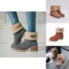 Stylish Women's Winter Solid Flat Buckle Short Snow Boots Fur Lined Ankle Shoes