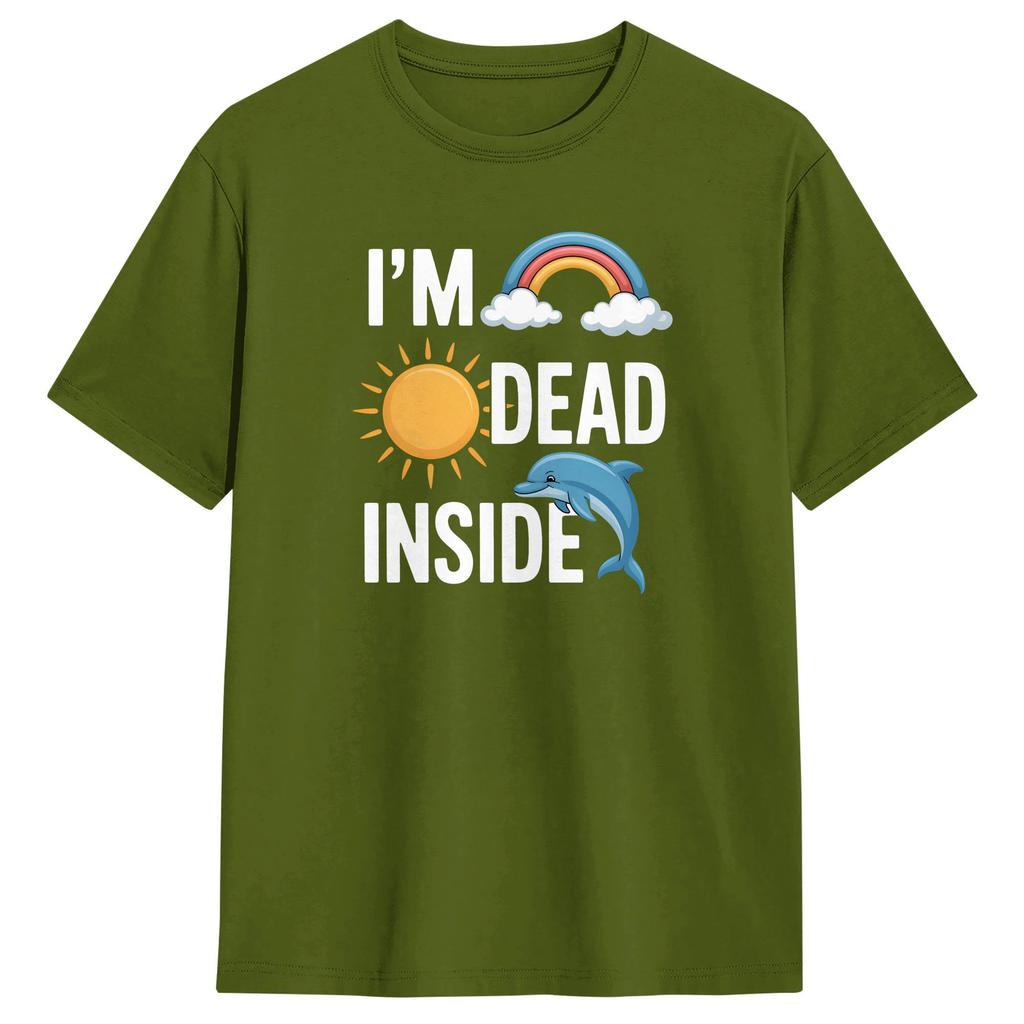 IM Dead Inside Cotton TShirt For Unisex Summer Y2K Basic TShirts Crew Neck Hippie Tee Shirt Big Size Custom Logo Clothes