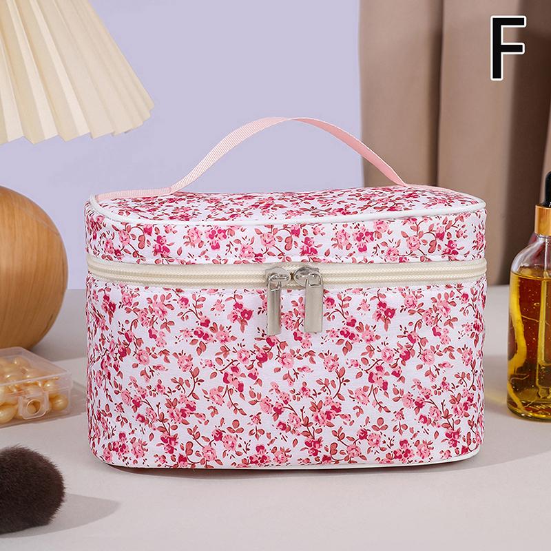 

Косметичка с цветочным узором, большая вместимость, двойная молния, органайзер для макияжа, портативная дорожная сумка для хранения, сумка для умывания