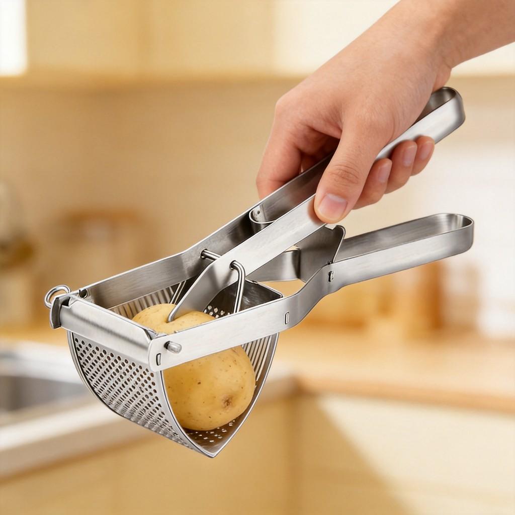 Stainless Steel Potato Masher With Multifunctional Design For Home Kitchen Use