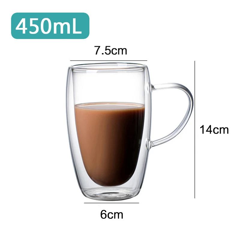 Transparent Glass Coffee Cup Milk Whiskey Tea Beer Double Creative Heat Resistant Cocktail Vodka Wine Mug Tumbler Drinkware Gift