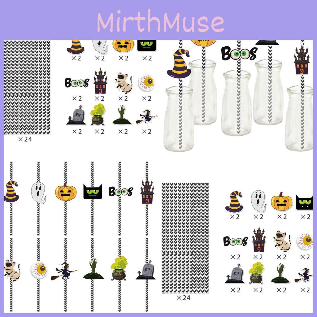 Paper Halloween Event Straws With Witch And Pumpkin Illustrations For Festive