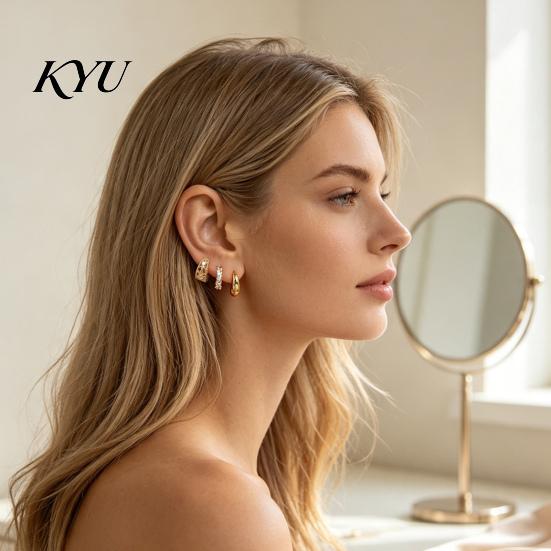 Gold Ear Cuff No Piercing 3 Pairs Cuffs, Minimalist Metal Hollow Zirconia Clip-on Earrings Non Cartilage for Women, Fashionable Pierced Jewelry Daily