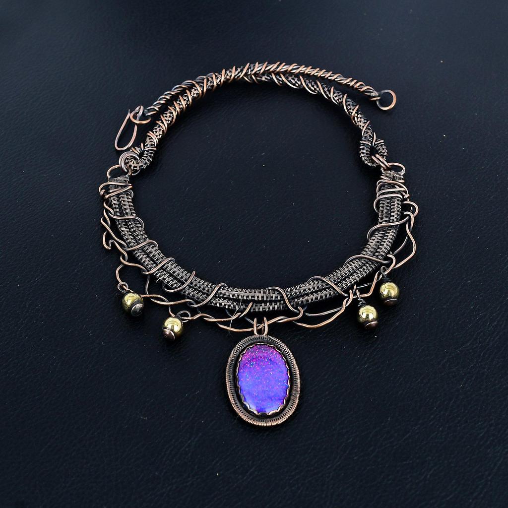 Australian Triplet Opal Necklace, 999 Copper Wire Wrapped Necklace Gemstone Jewelry, Handmade Necklace Amazing Jewelry, Gift For Her