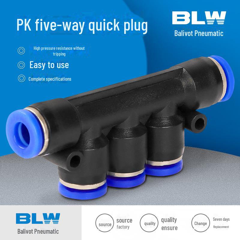 

Five-Way Pneumatic Quick-Insert Air Pipe Connector (Plastic) - Available in Sizes PK-4/6/8/10/12/14/16 PK-4 Connector