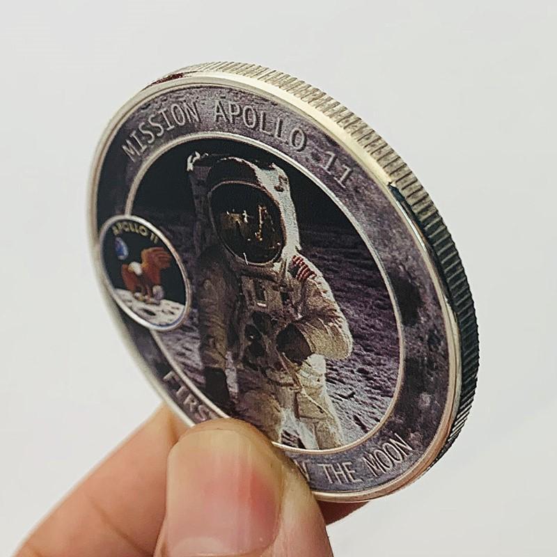 Americký astronaut Apollo, pozlacená malovaná pamětní medaile, hračka, vesmírná zlatá mince, mince astronauta, pamětní mince