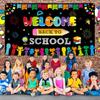 Welcome Back to School Background Banner Decoration,Fabric Bulletin Board Decoration,Welcome Back to School Photo Booth Backdrop Wall Decoration,72.8