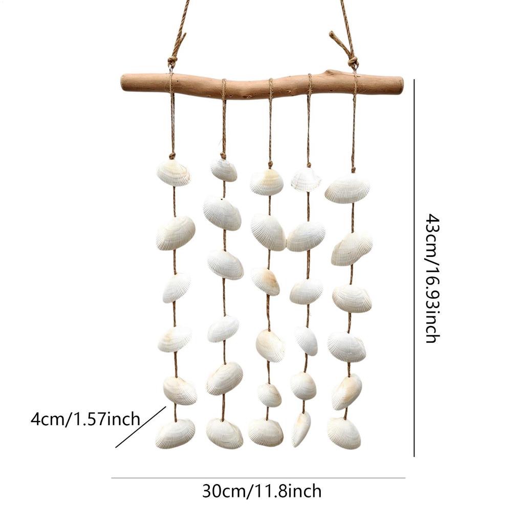 Floating Wood Shell Wall Art Decoration Boho Natural Decorative Wind Chimes Sea Shell Wall Decor For Living Room Bedroom