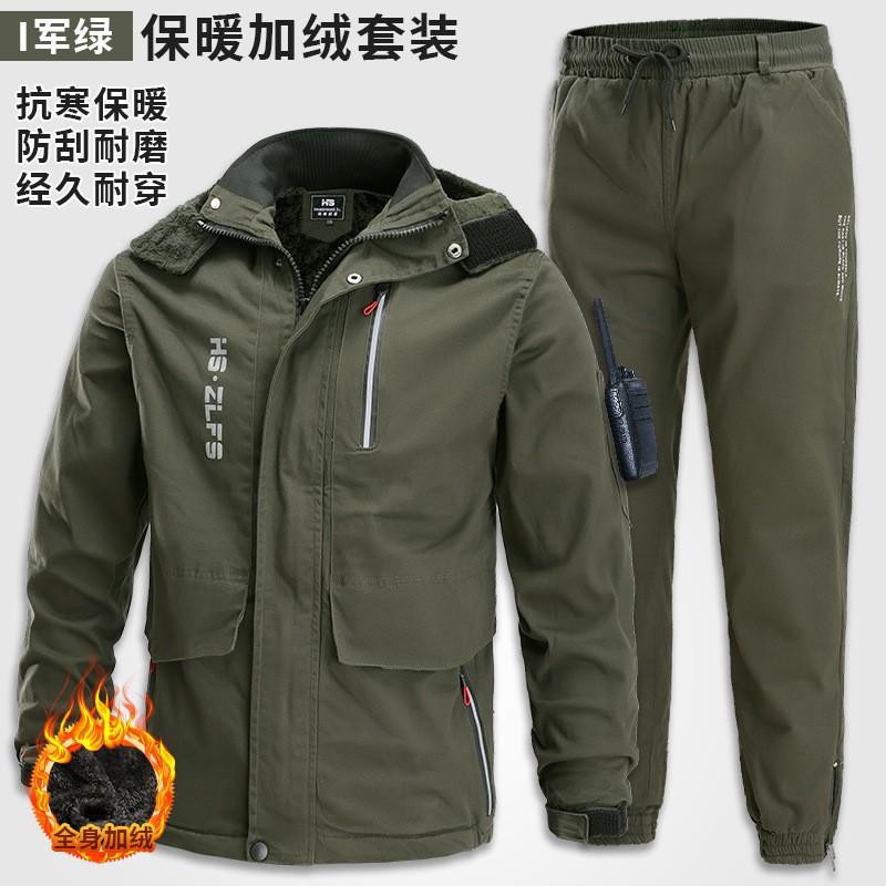 Tuta Camouflage Spessa di Velluto da Uomo in Cotone Elastico Tuta da Lavoro per Esterni Resistente al Freddo Calda Protezione del Lavoro