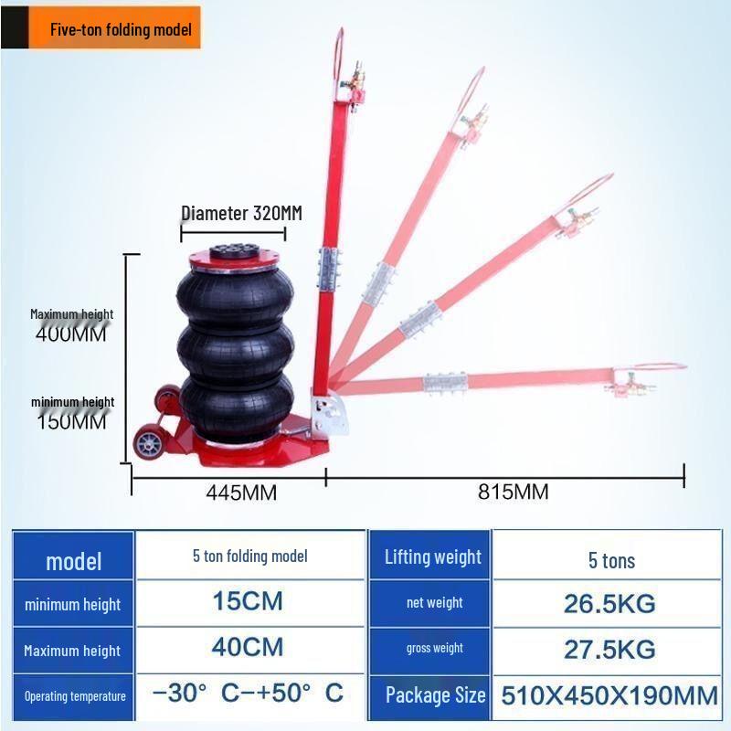 Pneumatic Horizontal Car Jack 3-5 Ton for Tire and Oil Changes