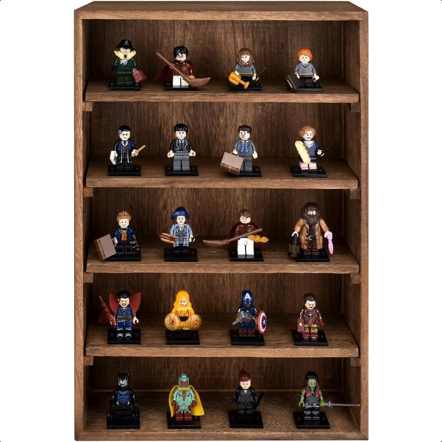 Wooden WallMounted Display Shelves Rack for CollectiblesFiguresShot Glasses Spice Can Cosmetics or Perfume5 Adjustable Height S