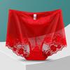 Plus Size Lady Summer Sexy Lace Hollow Out Perspective High Waist Triangle Briefs
