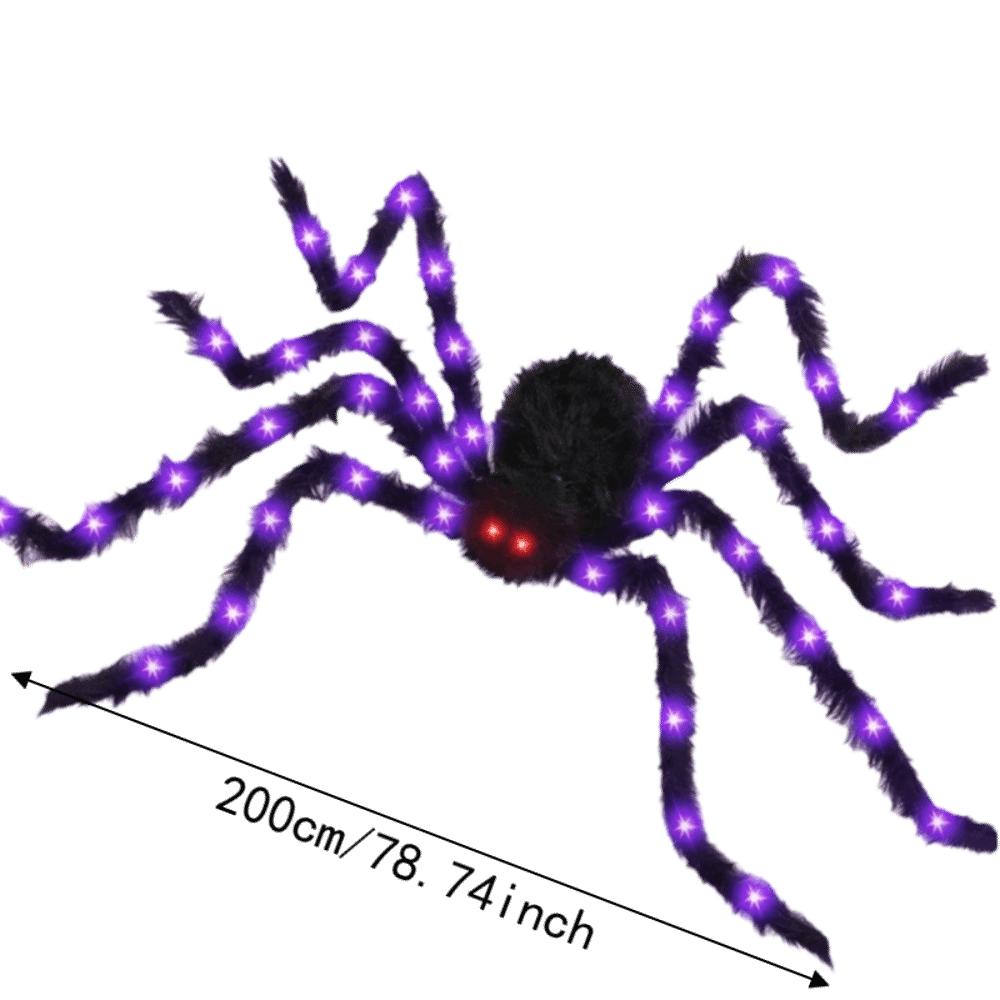 Furry Texture Halloween Light Up Spider Decoration Giant Spider Prop Indoor Outdoor Decor