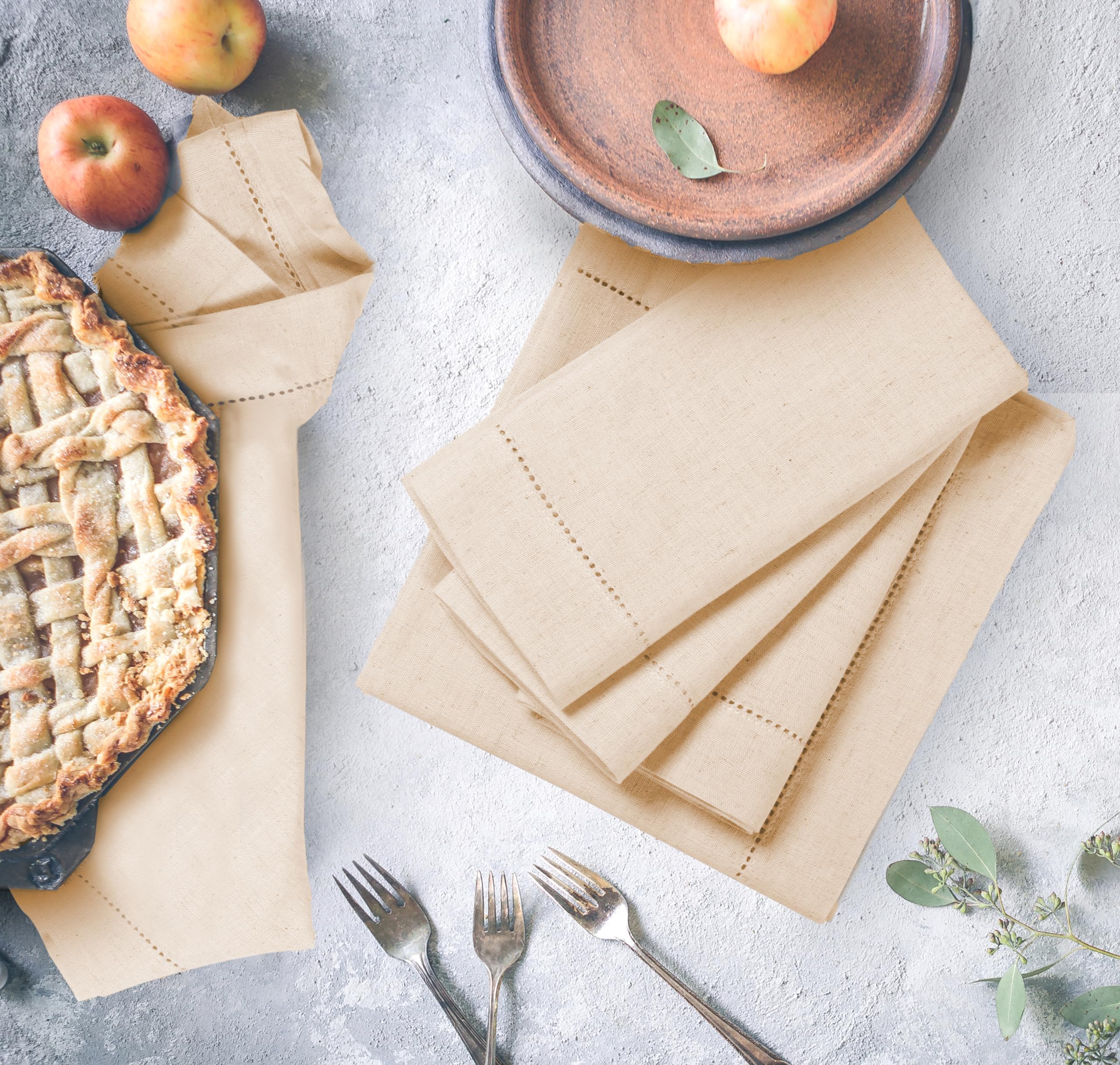 Bulk Washable Cotton Linen Blending Hemstitched Napkins Vintage Style Handmade Napkins Dinner Cloth for Wedding Party 20*20cm льняной