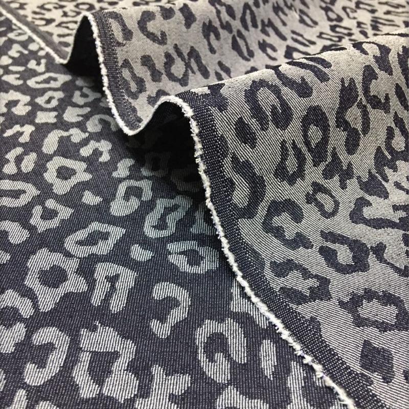 150x50cm Baumwolle Mode Stil Leopardenmuster Garngefärbt Jaquard Gewaschener Denim Stoff Für Kleidung Rock Hose Handgemacht DIY Stoff