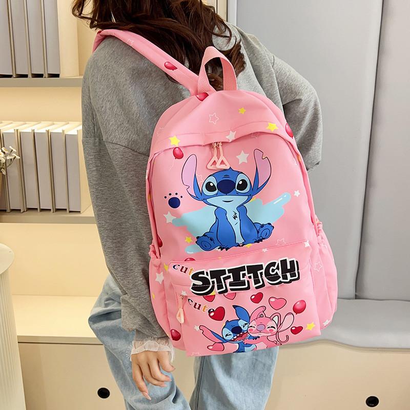 Stitch Cartoon Backpack For Kids With Breathable Nylon And Cloud Cushion Straps