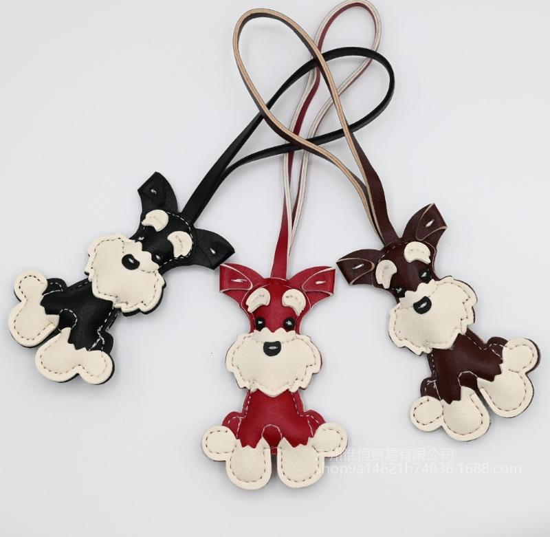 Multipurpose Schnauzer Dog Keychain Fashion Accessory for Pet Lovers and Stylish Individuals In Sturdy PU Leather