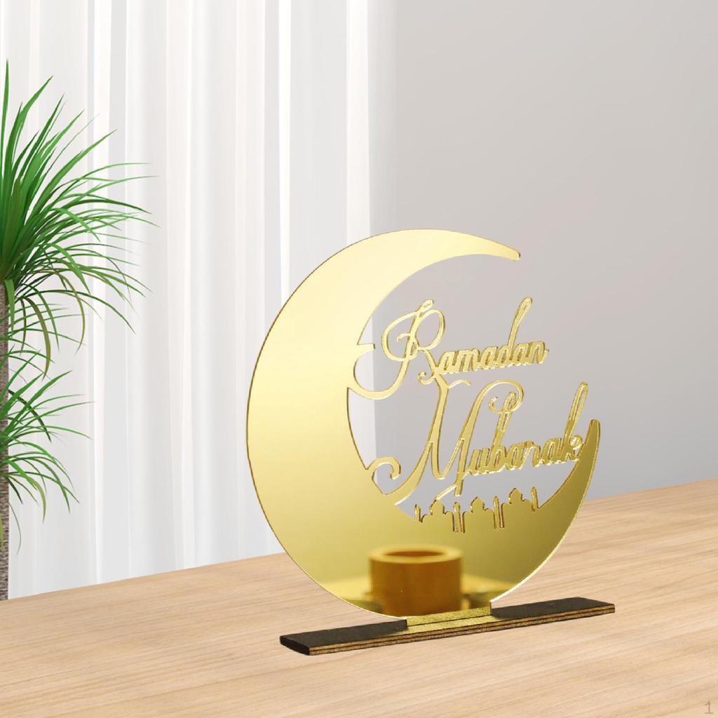 Eid Mubarak Decoration Acrylic Embellishment Portable Desktop Ornament Plaque for Bedroom Islamic