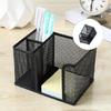 3 Sections Metal Pen Stand High Capacity Desktop Pen Organiser Container for Pencil Marker Note Paper Cosmetics Supplies