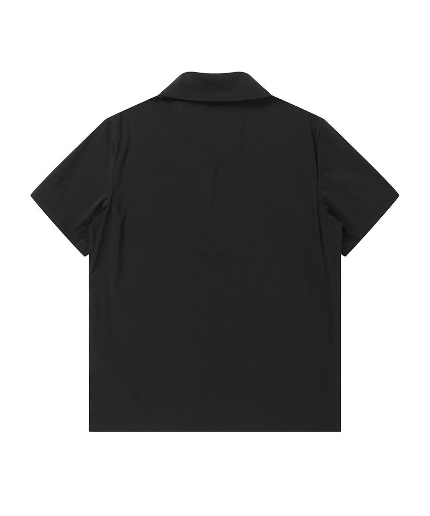 SOLEW One-Button Pique T-Shirt_Black