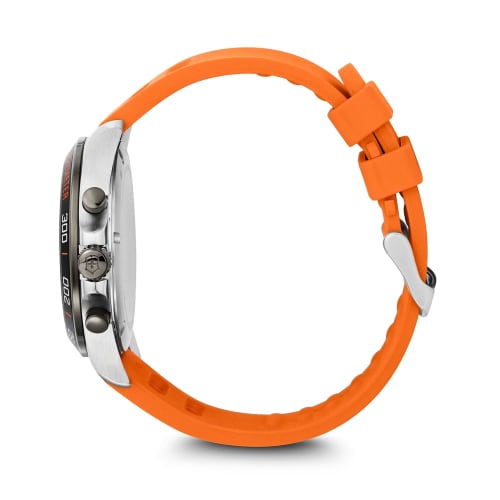 VICTORINOX FIELDFORCE SPORT CHRONO Wristwatch, Stainless Steel Case (316L), Black Dial, Orange Rubber Strap, Gift Item 241893