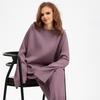 Loose Knit Sweater Suit Autumn Winter Women Horn Sleeve Round Collar Slit Two Piece Sets