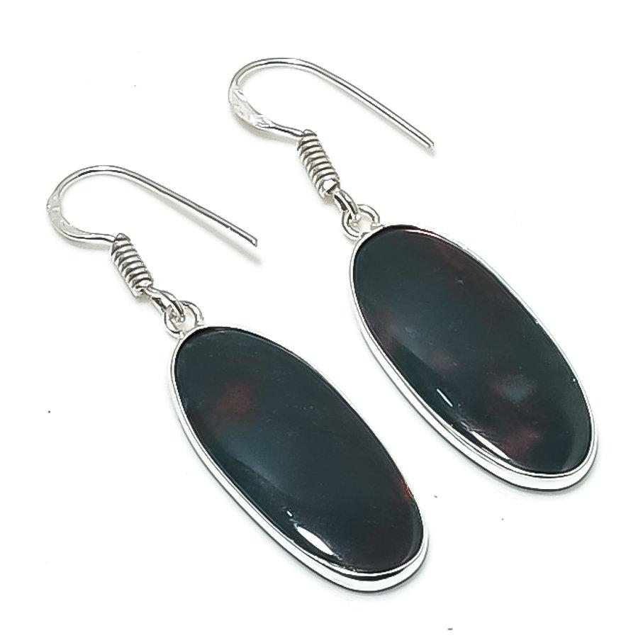 Натуральный камень Кровавик 925 пробы Серебро Ювелирное изделие Серьга 1,85 AEE-10815