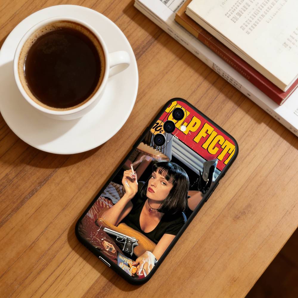 Pulp Fiction Phone Case Black Silicone Soft For Samsung Galaxy A73,A72,A71,A70,A53,A52,A51