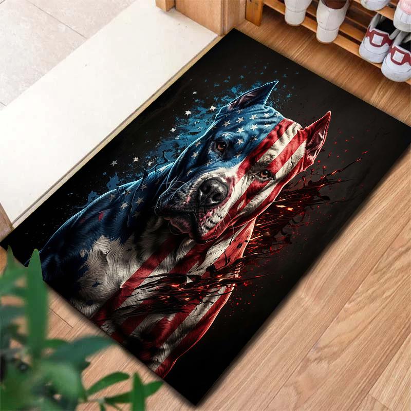 American flag  animals Pattern Square Carpet,Area Rug,Carpet Rug for Living Room Bedroom Sofa Playroom Decor,Non-slip Floor Mat,Holiday Birthday Gifts