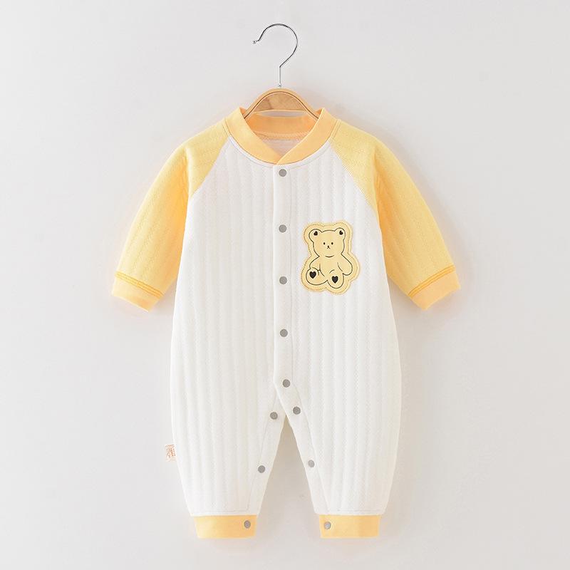 

Детский хлопковый ромпер: Теплая весенне-осенне-зимняя пижама для новорожденных и ползунок 80