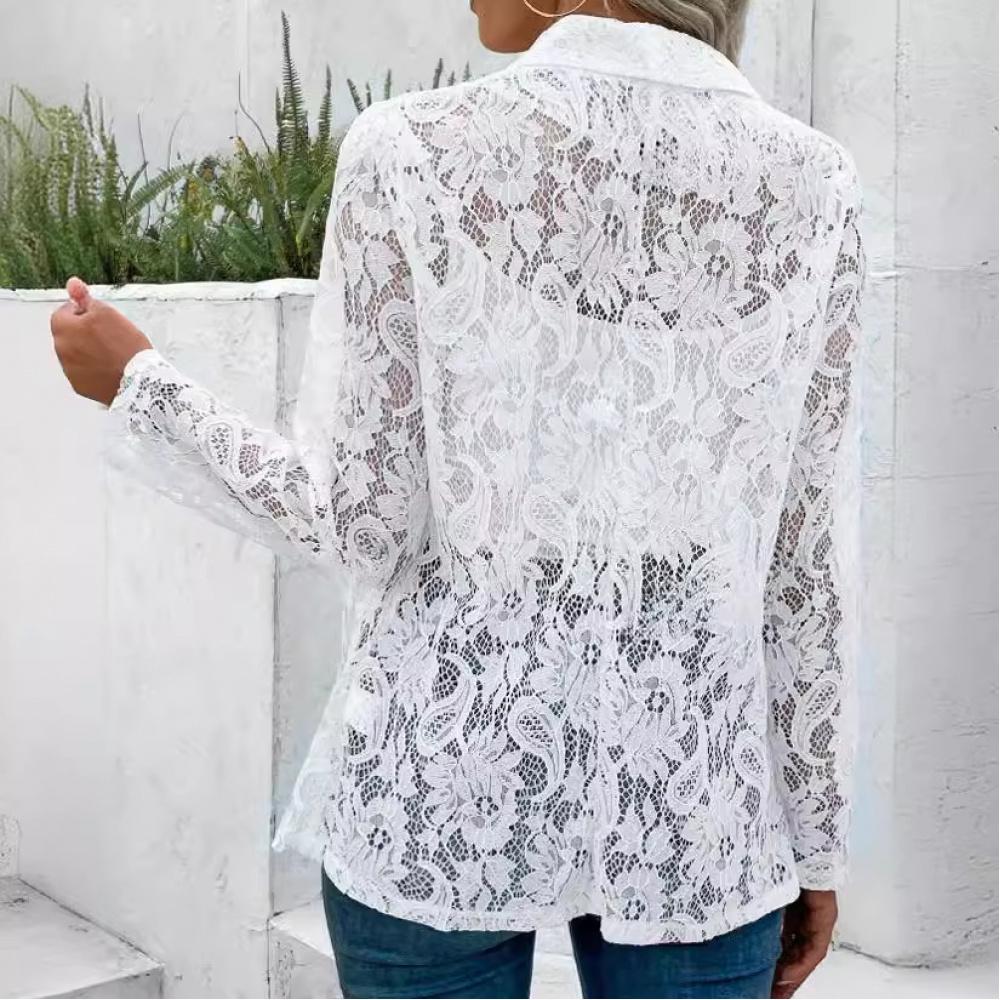 Spring and Summer Small Blazer Stylish Versatile Solid Color Lace Shirt Jacket