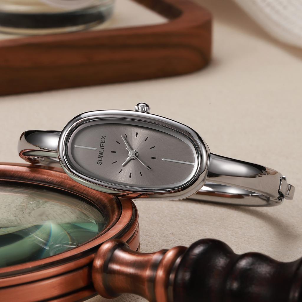 New luxury elegant ladies bracelet watch simple scale dial oval waterproof women's quartz watch Reloj