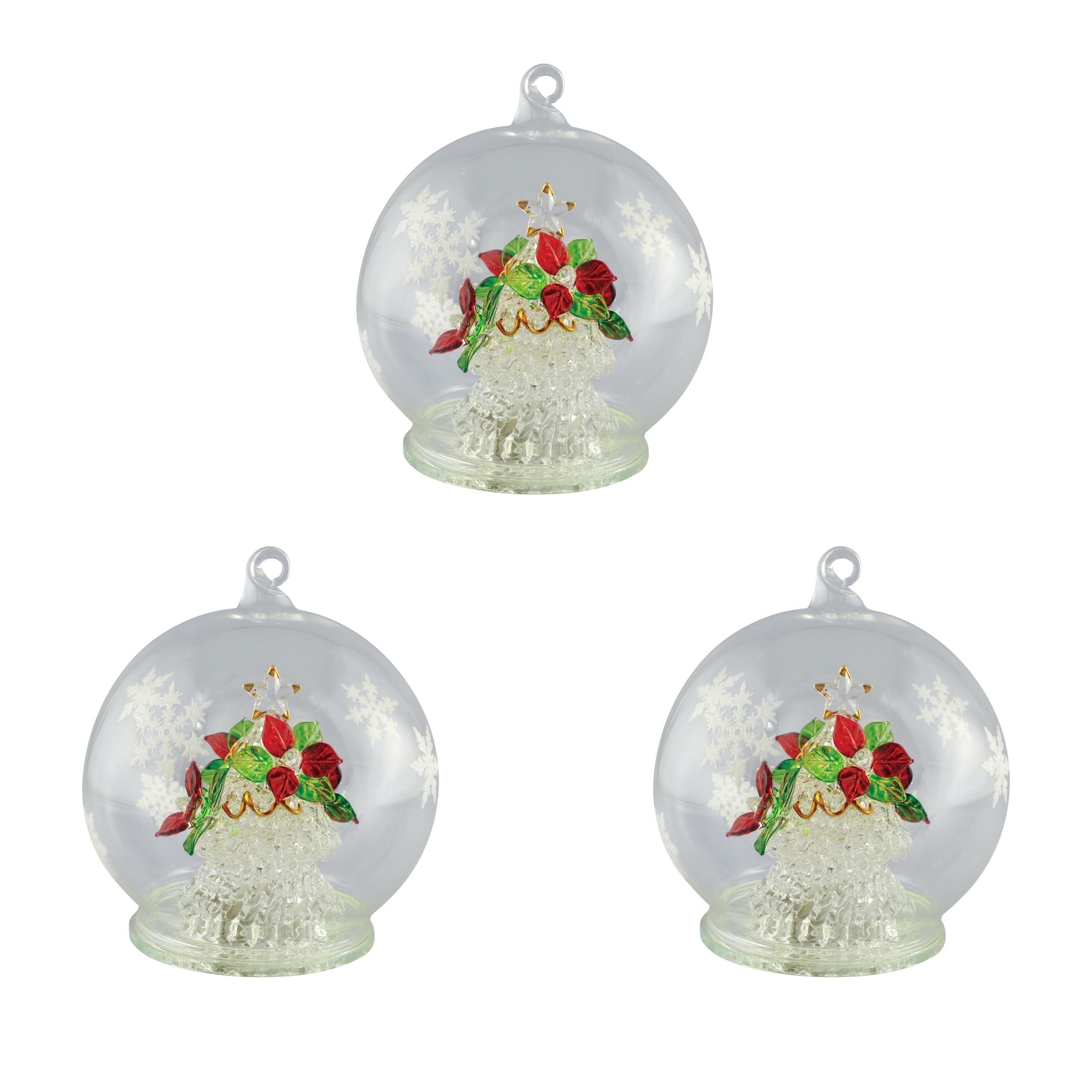 

Fourcart Cute Handmade Glass Dome Poinsettia Tree (Set of 3)