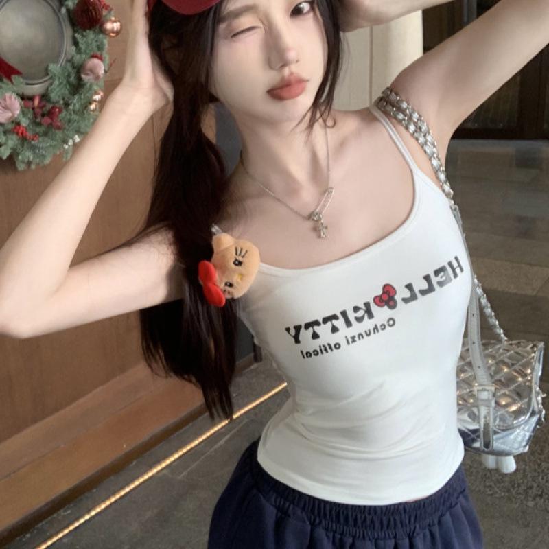 Amerikanisches Retro-Damen-Schlankheits-Süßes Buchstaben-Camisole