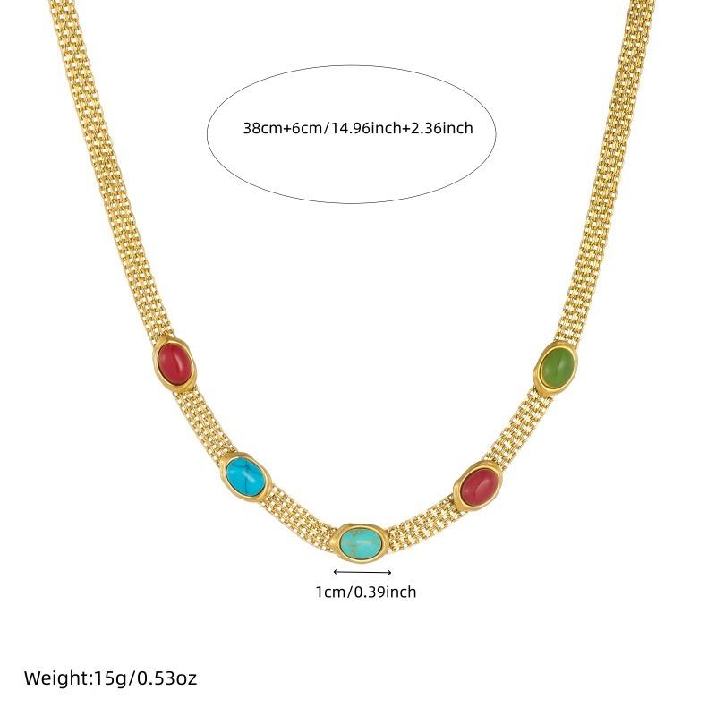 Gold Multicolor Stone Necklace Dainty Choker For Women
